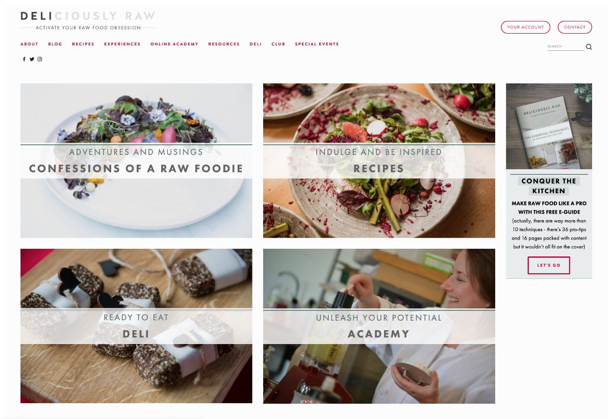 Raw Food Chef Blog Website Design