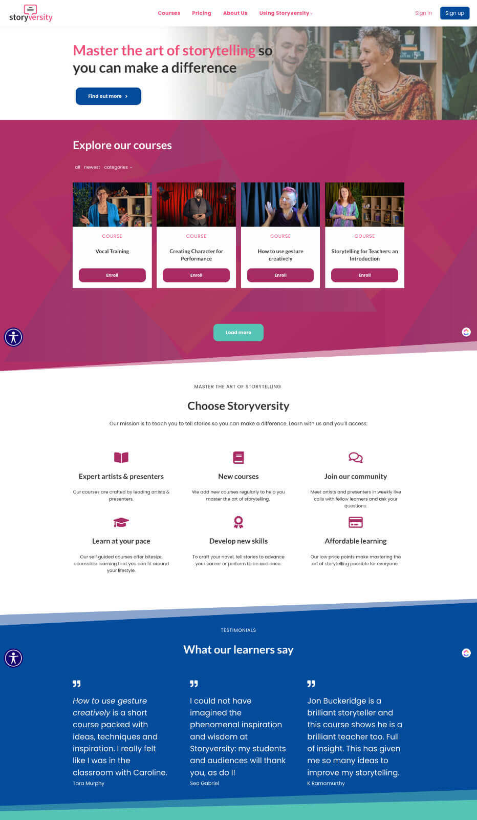 Online learning course platform website design - e-learning educational site