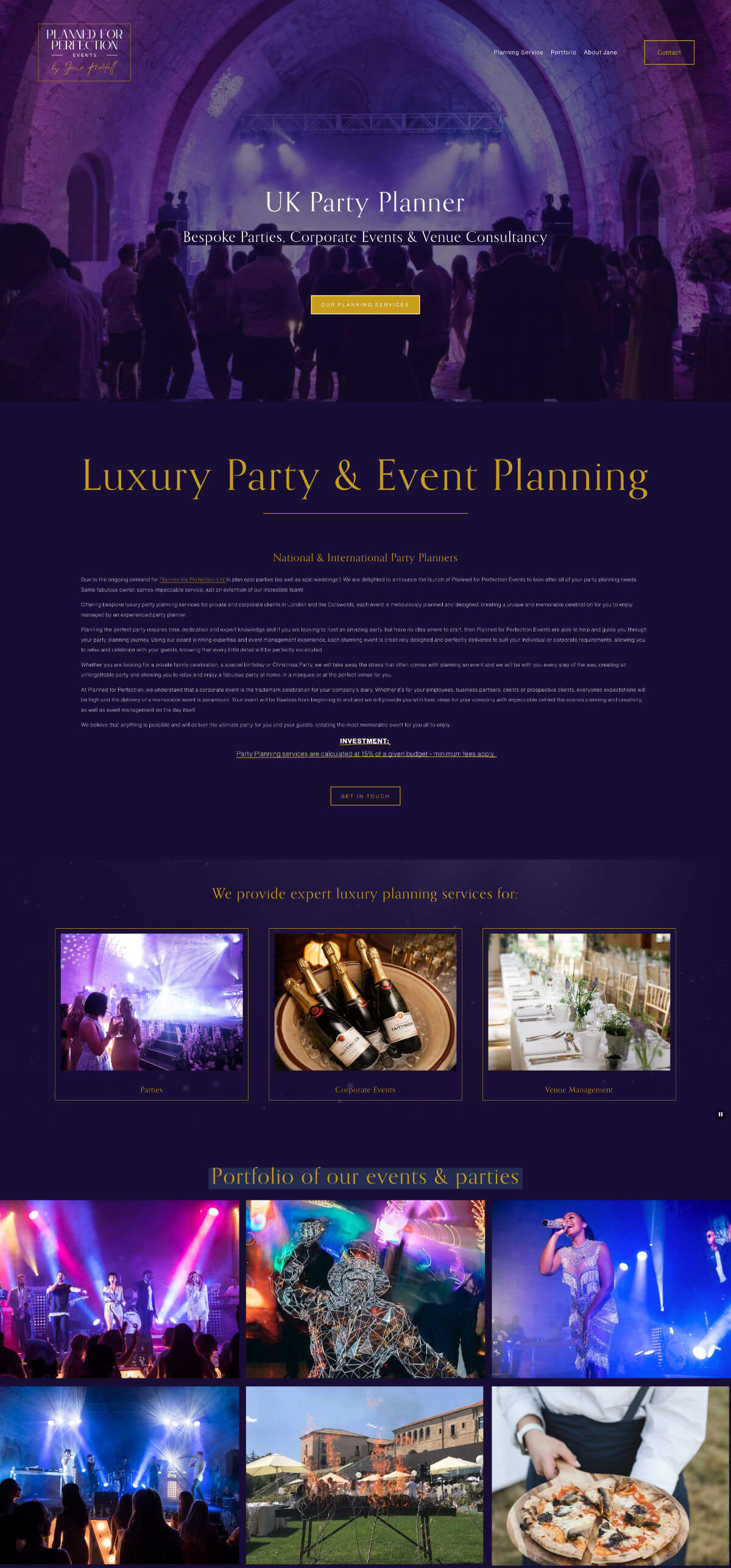 Party Planner Website Design